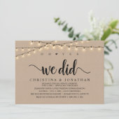 Oh ja, das taten wir, rustikale Hochzeitsfeier Einladung (Stehend Vorderseite)