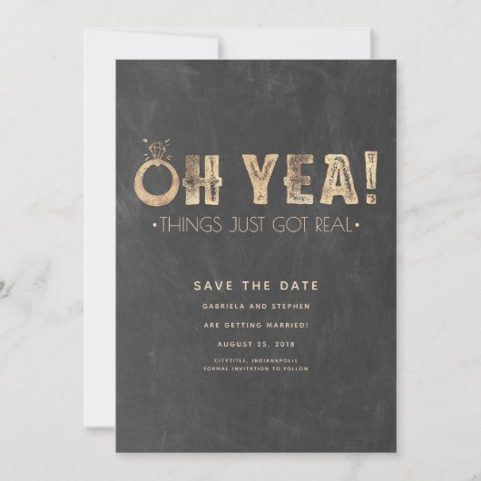 Oh ja, die Dinge Got einfach echt | Funny Save the Date (Vorderseite)