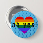 Oh ja LGBT Pride Rainbow Herz Button (Vorne & Hinten)