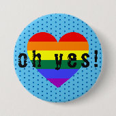 Oh ja LGBT Pride Rainbow Herz Button (Vorderseite)