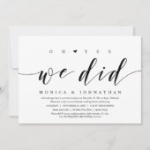 Oh ja, wir haben das getan, Hochzeitsfeier-Abendes Einladung (Vorderseite)