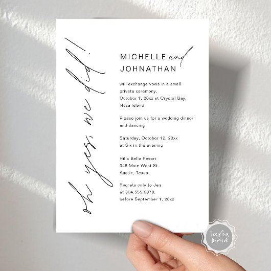 Oh ja, wir haben das getan, Hochzeitsfeier-Abendes Einladung