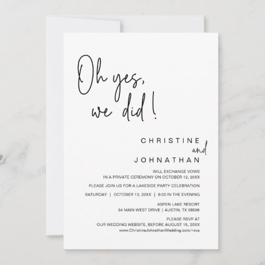 Oh ja, wir haben das getan, Hochzeitsfeier-Tanz-Pa Einladung (Vorderseite)