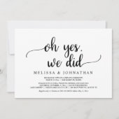 Oh ja, wir haben es getan, rustikales Hochzeitsfei Einladung (Vorderseite)