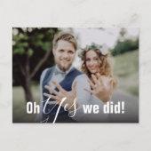 Oh ja, wir haben Hochzeitsankündigung gemacht Ankündigungspostkarte (Vorderseite)