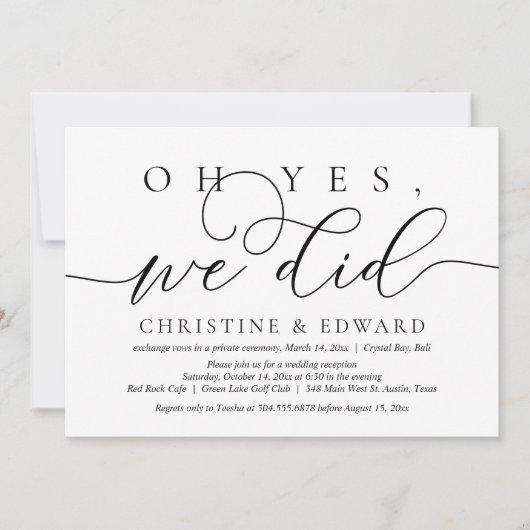 Oh ja, wir haben Hochzeitsfeier eingeladen Einladung (Vorderseite)