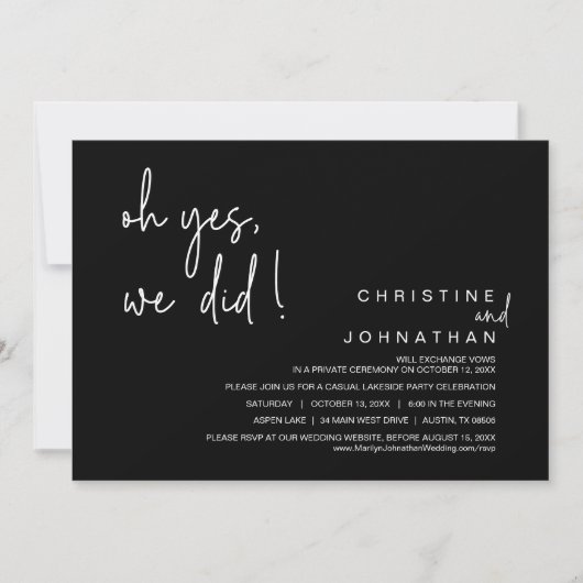 Oh ja, wir haben Hochzeitsfeier gemacht, klassisch Einladung (Vorderseite)