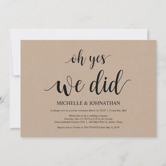 Oh ja, wir taten es, Einladungskarten für Hochzeit (Vorderseite)