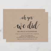 Oh ja, wir taten es, Einladungskarten für Hochzeit (Vorne/Hinten)