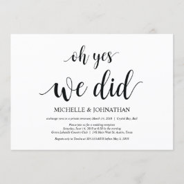 Oh ja, wir taten es, Einladungskarten für Hochzeit