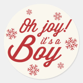 Oh, Joy Es ist ein Junge Elegant Snowflakes Holida Runder Aufkleber