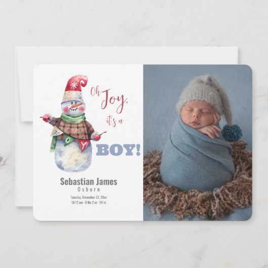 Oh Joy Foto Baby Boy Geburtsankündigung Ankündigung (Vorderseite)