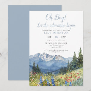 Oh Junge Abenteuer beginnt Mountain Baby Shower Ei Einladung