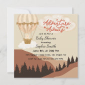 Oh Junge, Abenteuer wartet, Hot Air Balloon Square Einladung (Vorderseite)