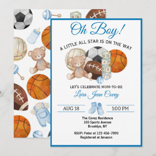 Oh Junge All Star Sport Baby Shower Einladung