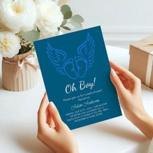 Oh Junge! Angel Wings Baby Dusche für Jungen Einladung