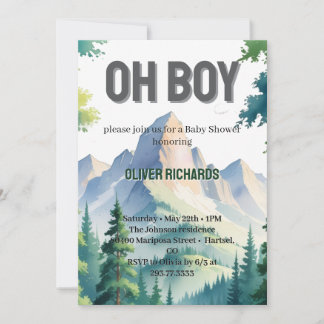 Oh Junge Aquarell Wald Berg Baby Shower Einladung