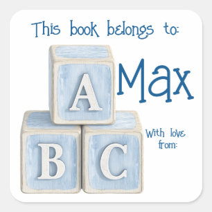 Oh, Junge Baby bringt ein Buch anstelle von Karten Quadratischer Aufkleber
