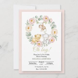 Oh Junge Baby-Einladung zur Babyparty | Safari-Tie Einladung