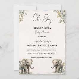 Oh Junge Baby Elefant Aquarell Baby Shower Einladung