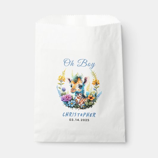 Oh Junge! Baby Giraffe Baby Dusche Geschenktütchen (Vorderseite)