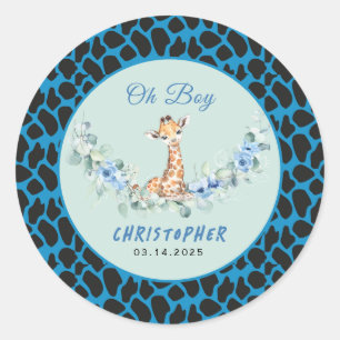 Oh Junge! Baby Giraffe Baby Dusche Runder Aufkleber