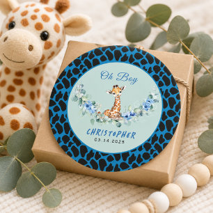 Oh Junge! Baby Giraffe Baby Dusche Runder Aufkleber