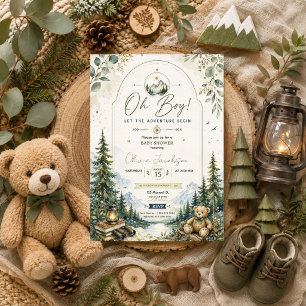 Oh-Junge-Baby-Shower-Abenteuer-Waldgebirge Einladung