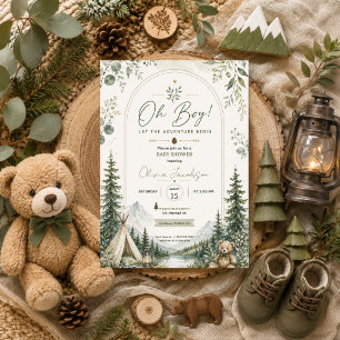 Oh-Junge-Baby-Shower-Abenteuer-Waldgebirge Einladung