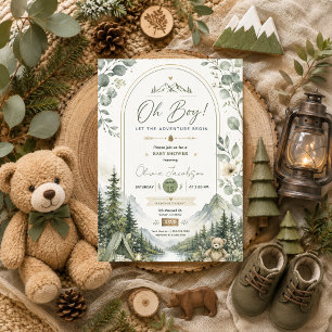 Oh-Junge-Baby-Shower-Abenteuer-Waldgebirge Einladung