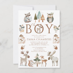 Oh Junge Baby Shower Boho Waldtiere Einladung
