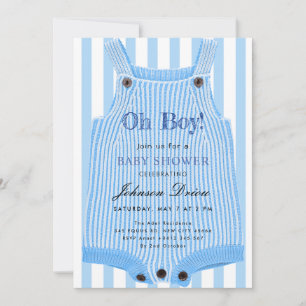 Oh Junge Baby Shower Einladung   Blaue Wasserfarbe