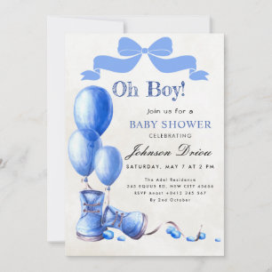 Oh Junge Baby Shower Einladung   Blaues Wasserfarb