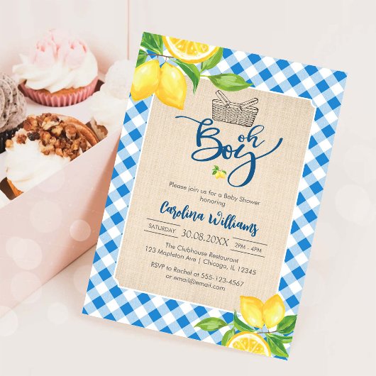 Oh Junge Baby Shower Einladung mit Zitrone