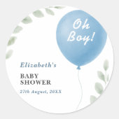 Oh Junge Baby Shower Runder Aufkleber (Vorderseite)