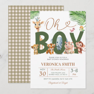 Oh Junge Baby Shower Waldtiere Grünzeug Floral Einladung