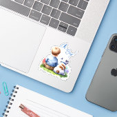 Oh, Junge! Baby- und Bulldog-Babydusche Aufkleber (Laptop mit iPhone)
