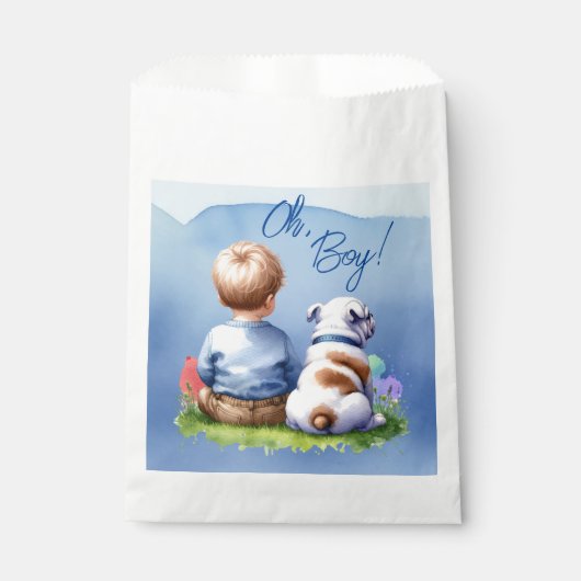 Oh, Junge! Baby- und Bulldog-Babydusche Geschenktütchen (Vorderseite)