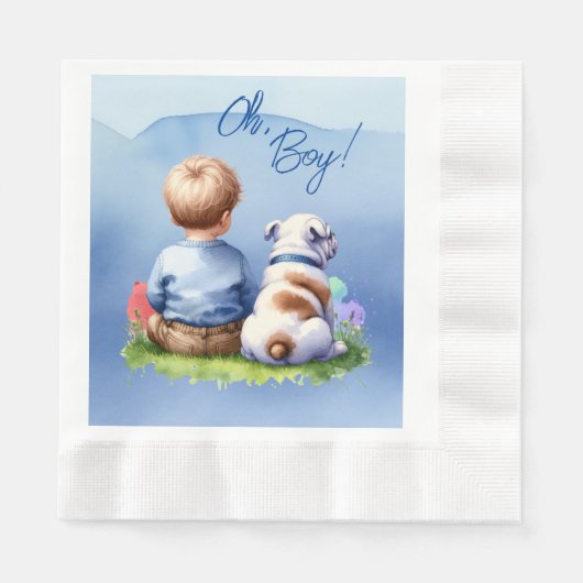 Oh, Junge! Baby- und Bulldog-Babydusche Serviette (Vorderseite)