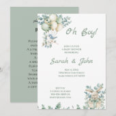 Oh Junge, Babydusche Eukalyptus Einladung (Vorne/Hinten)