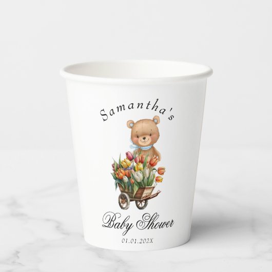 oh Junge Babydusche grün elegant Pappbecher (Rückseite)