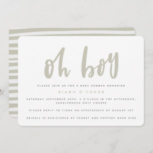 Oh Junge, Babydusche Party Einladung (Sand)