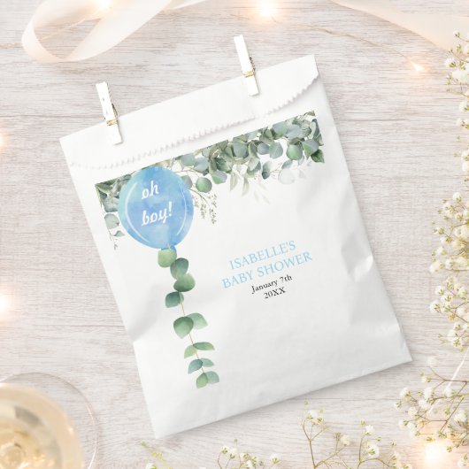 Oh Junge Ballon Grüne Eukalyptus Babydusche Geschenktütchen (Ausgeschnitten)