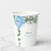 Oh Junge Ballon Grüne Eukalyptus Babydusche Pappbecher (Rückseite)
