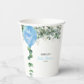 Oh Junge Ballon Grüne Eukalyptus Babydusche Pappbecher (Vorderseite)