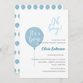 Oh, Junge! Balloon Baby ist fällig Einladung (Vorne/Hinten)