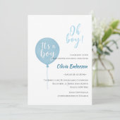 Oh, Junge! Balloon Baby ist fällig Einladung (Stehend Vorderseite)