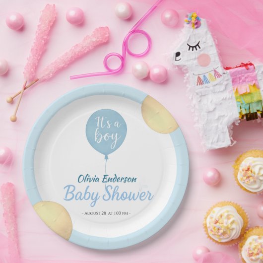 Oh, Junge! Balloon Baby ist fällig Pappteller (Party)