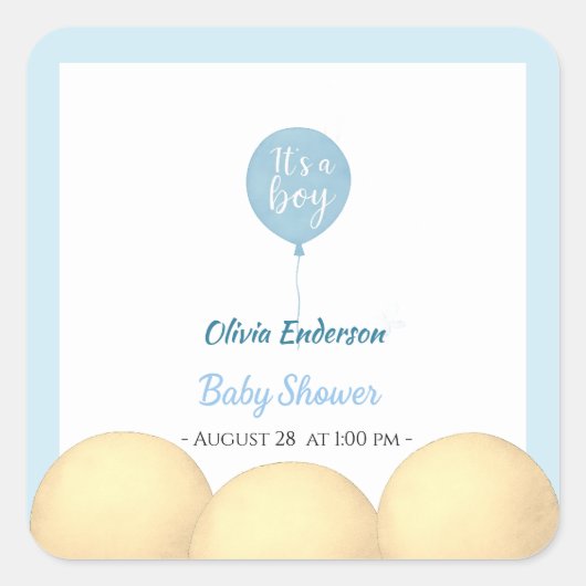 Oh, Junge! Balloon Baby ist fällig Quadratischer Aufkleber (Vorderseite)