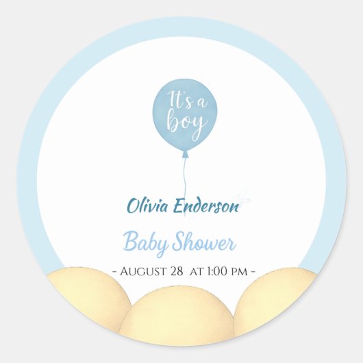 Oh, Junge! Balloon Baby ist fällig Runder Aufkleber (Vorderseite)